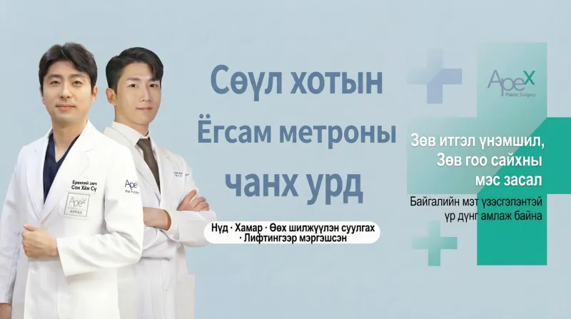 APEX гоо сайхны мэс заслын эмнэлэг - Каннам Ёгсамын гоо сайхны мэс заслын төрөлжсөн клиник